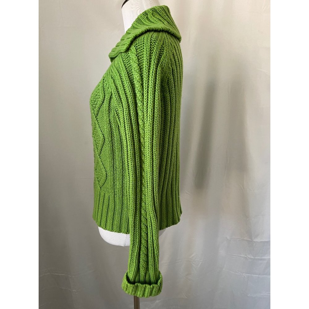 St. John's Bay Green Long Sleeve Ribbed Cable Knit Zip Front Cardigan Sweater - Picture 11 of 13
